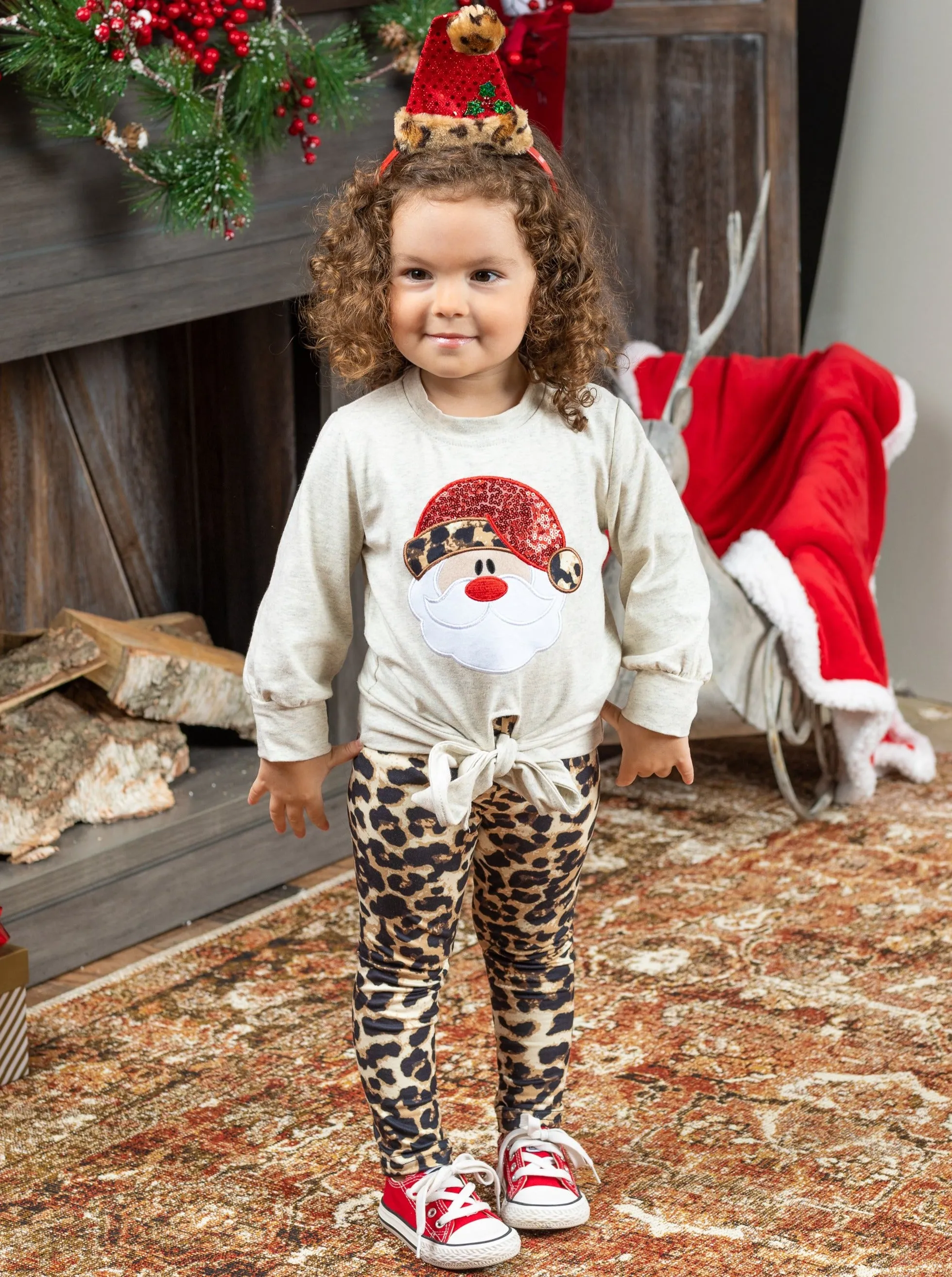 Here Comes Santa Leopard Legging Set