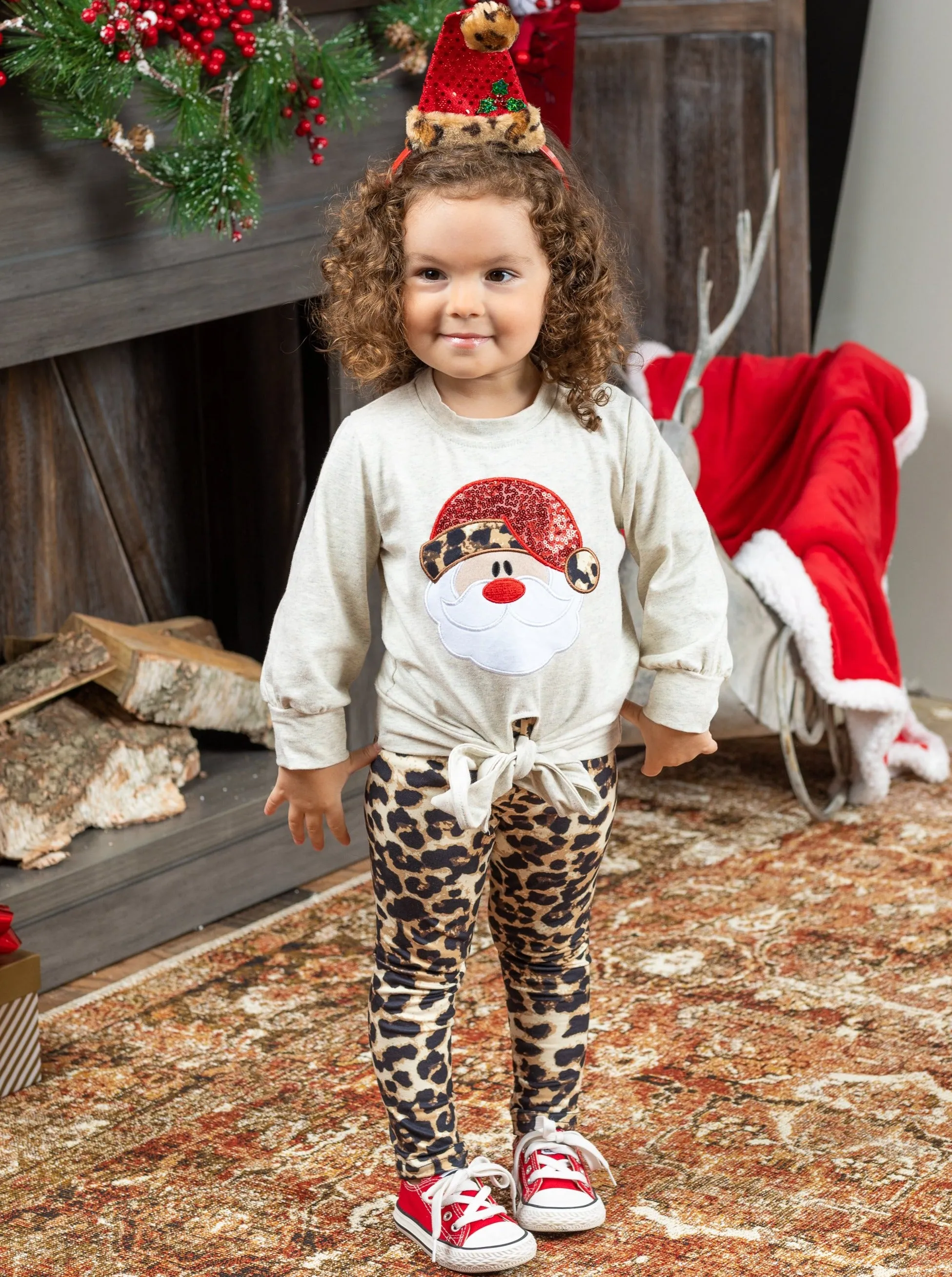 Here Comes Santa Leopard Legging Set