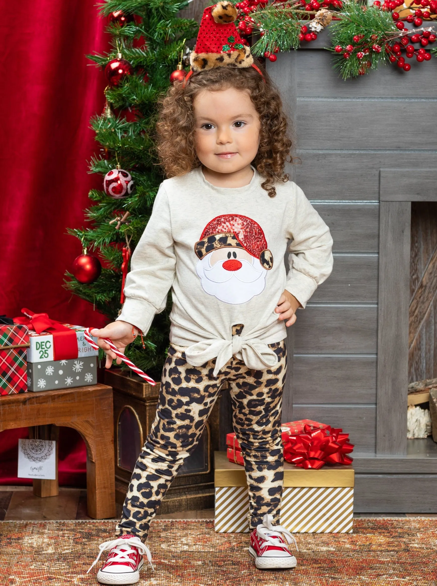 Here Comes Santa Leopard Legging Set