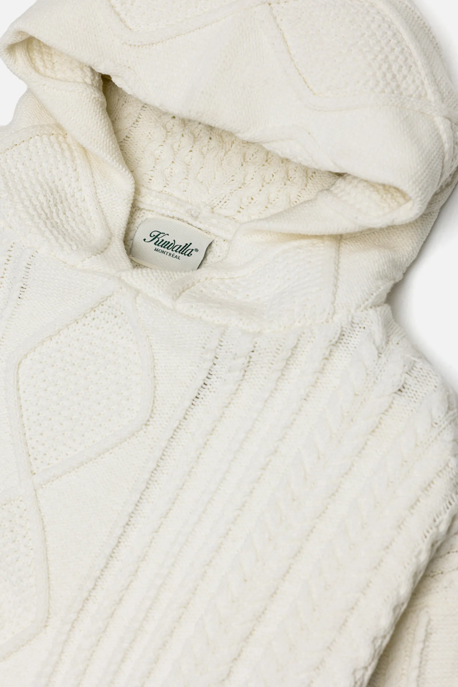 Hooded Cable Knit Sweater (Cream)