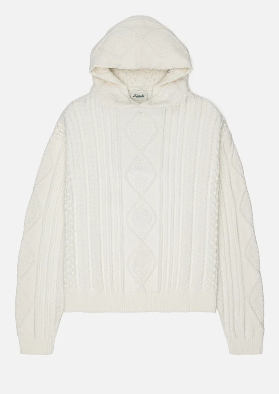 Hooded Cable Knit Sweater (Cream)