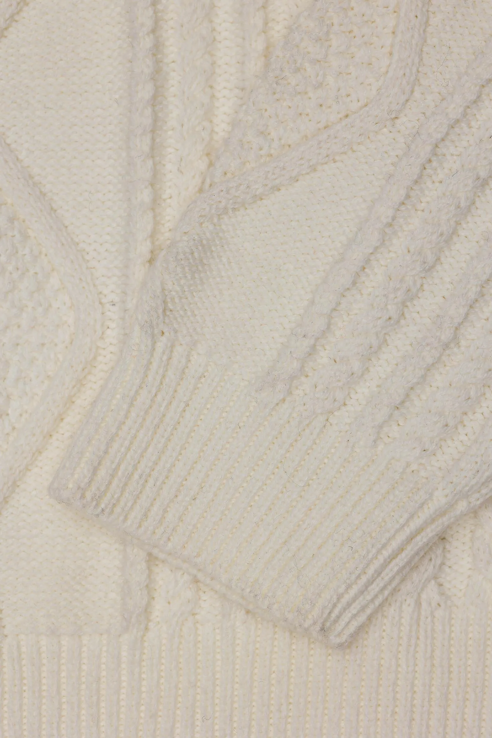 Hooded Cable Knit Sweater (Cream)