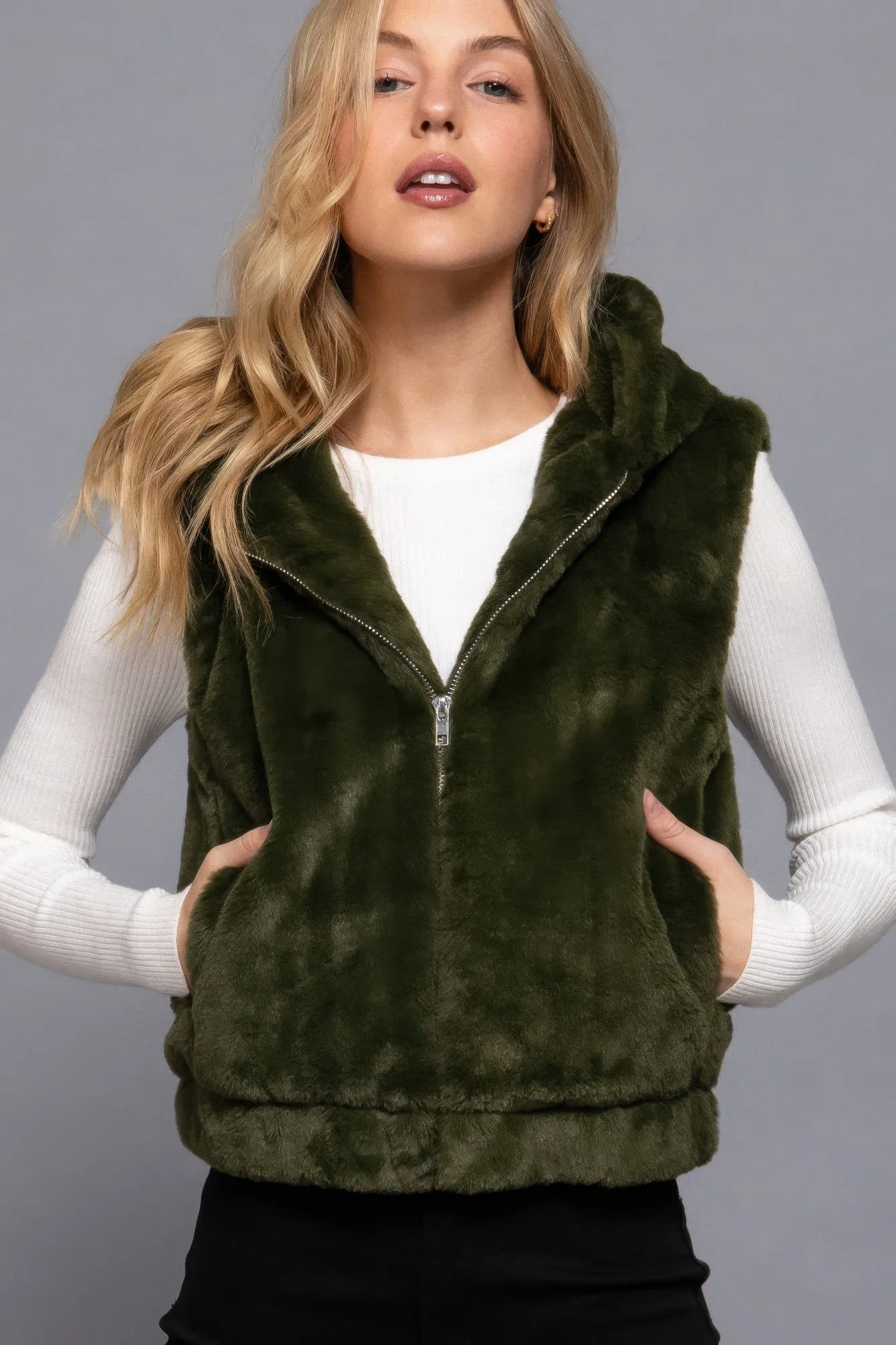 Hoodie Faux Fur Vest