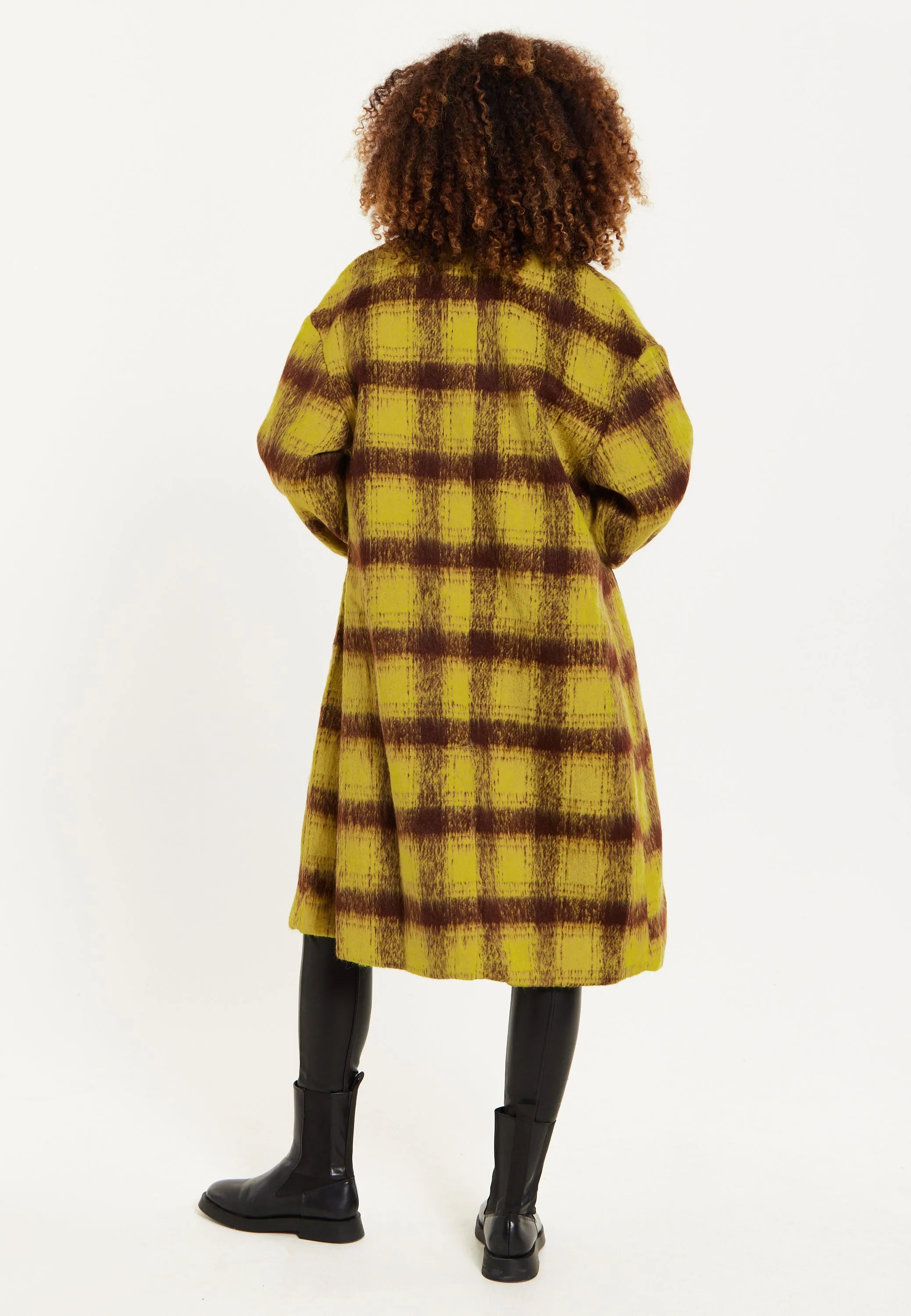 House Of Holland Mustard Check Coat