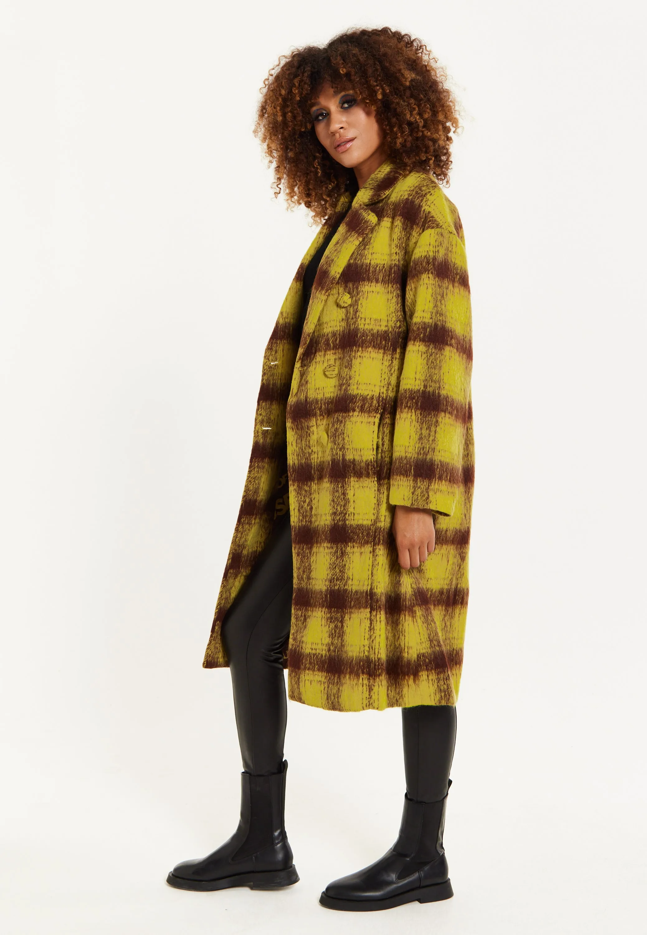 House Of Holland Mustard Check Coat