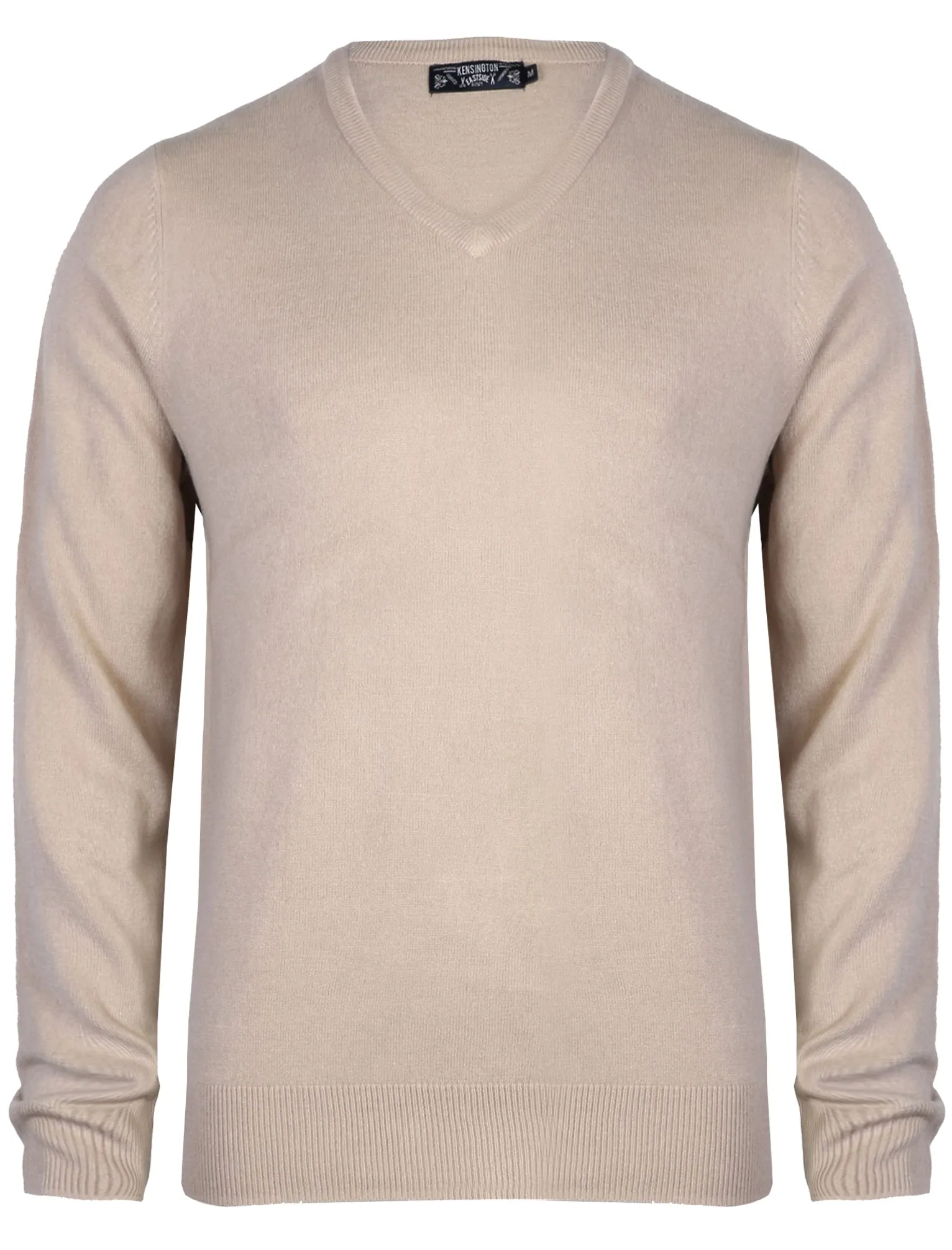 Hubert V Neck Jumper in Stone - Kensington Eastside