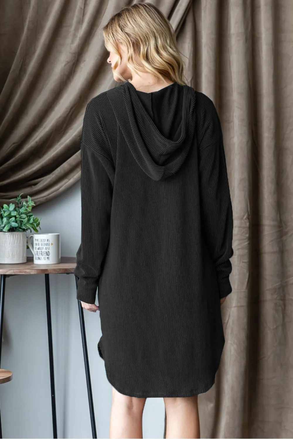 Inara Ribbed Long Sleeve Hooded Dress