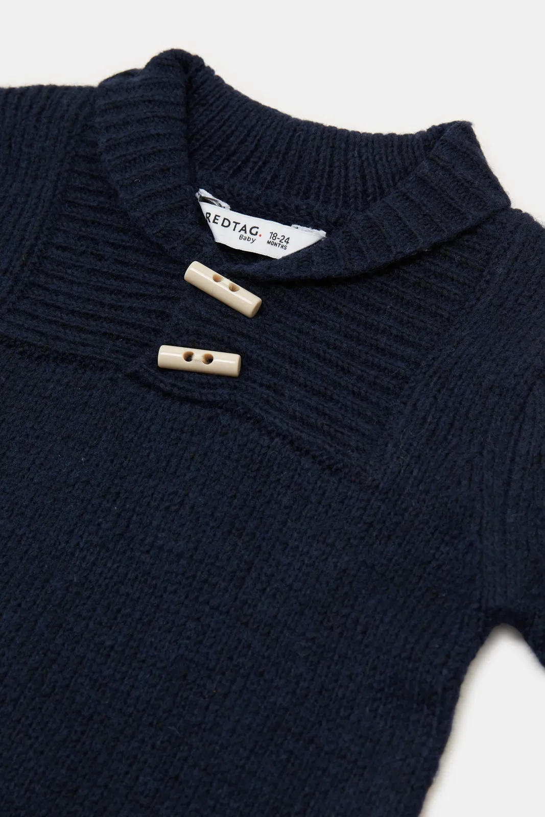 Infant Boys Navy Shawl Collar Pullover