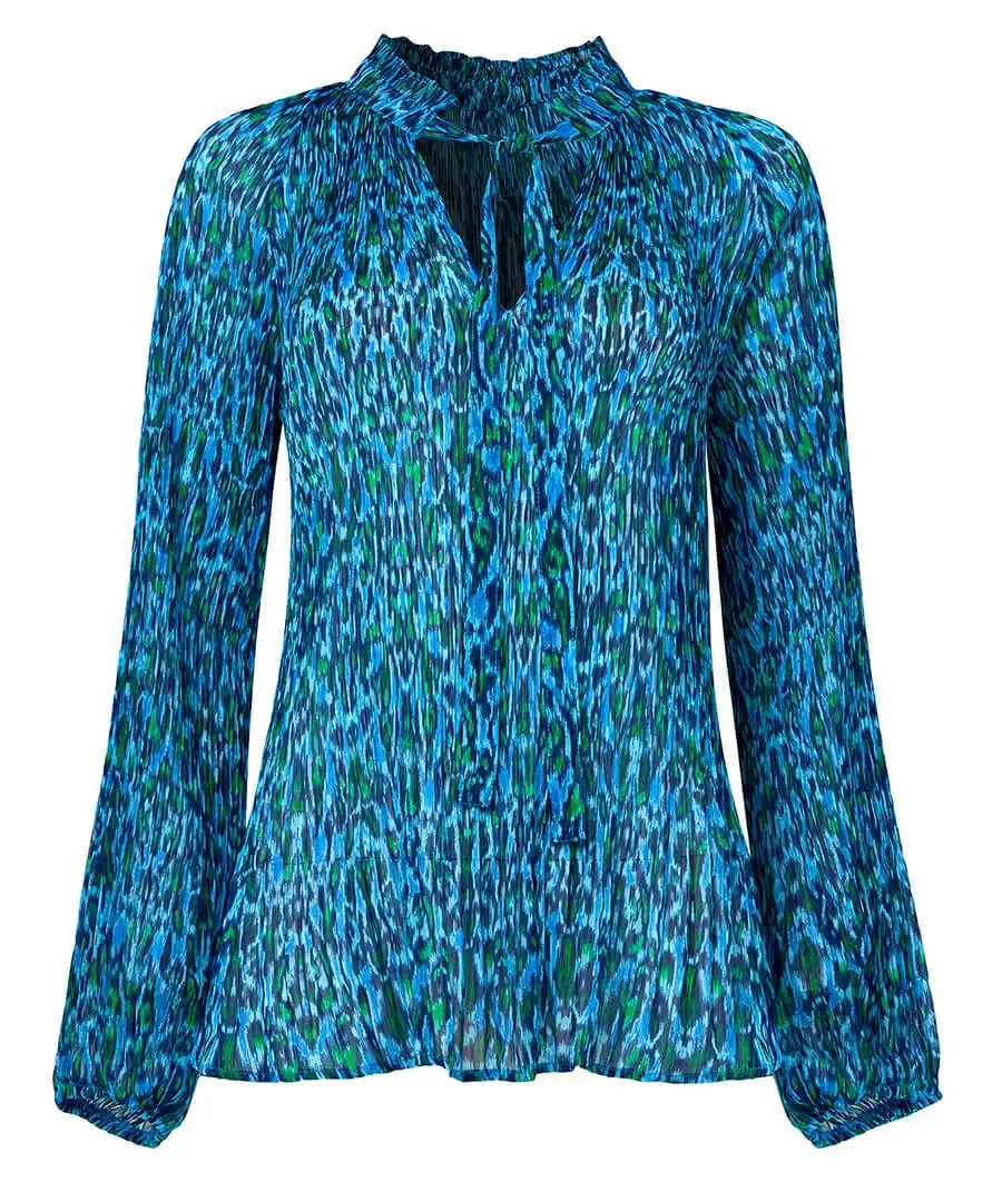 Joe Browns 10 Blue Perfectly Plisse Women's Blouse