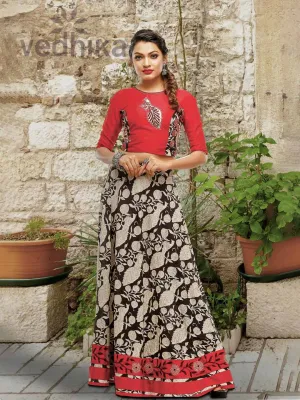 Kalamkari Crop Top & Skirt