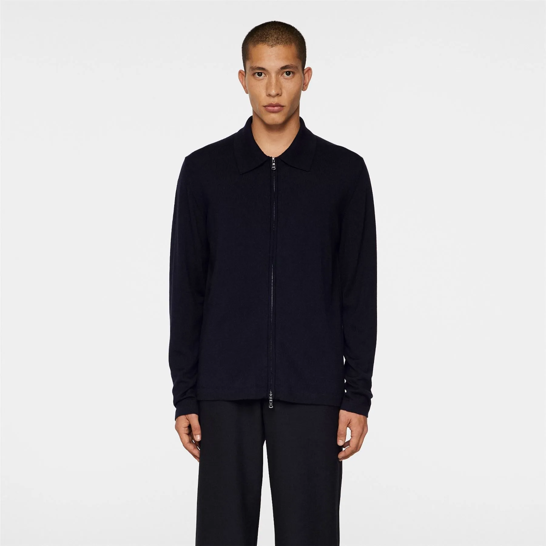 Kaleb Merino Full Zip Cardigan JL Navy - AW24