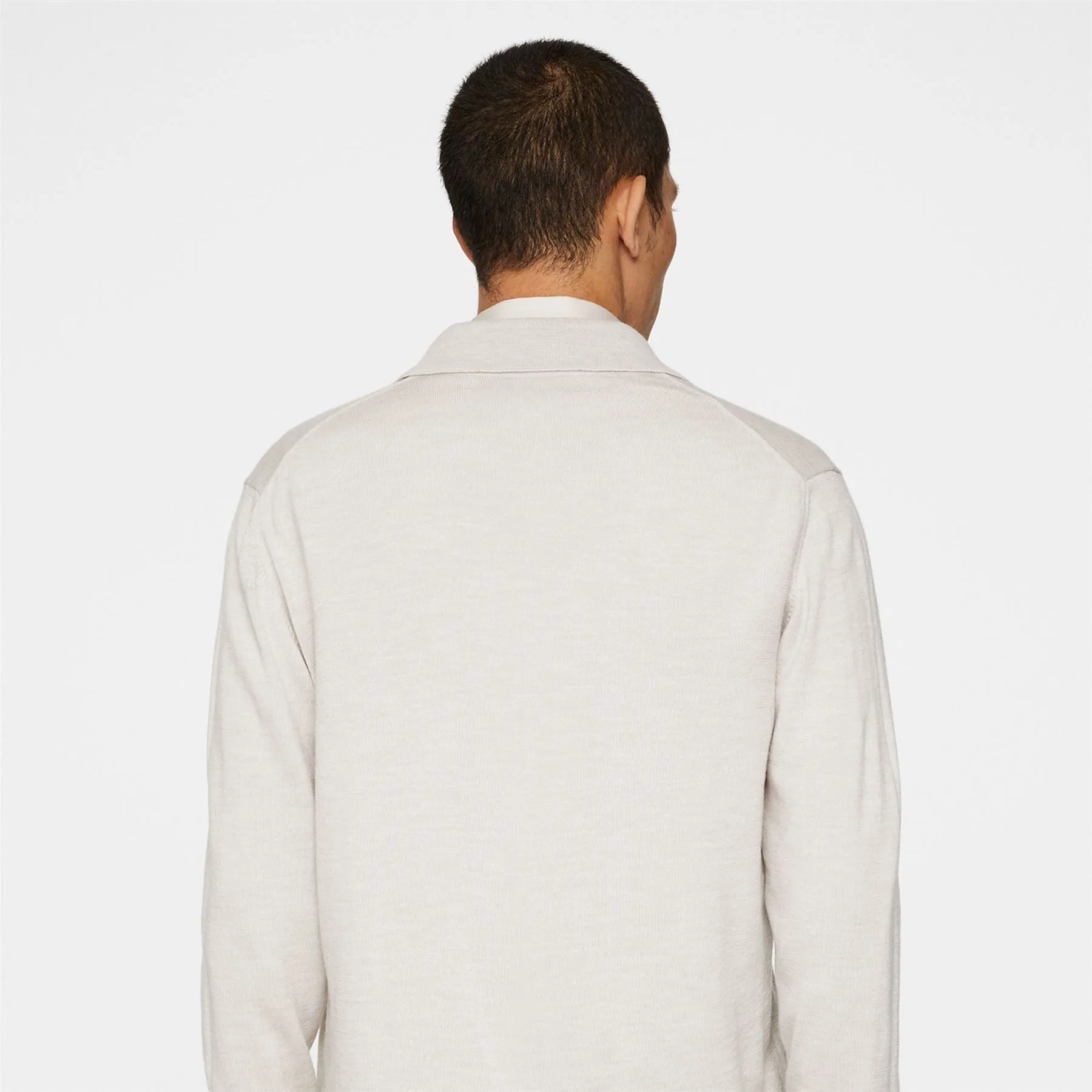 Kaleb Merino Full Zip Cardigan Moonbeam Melange - AW24