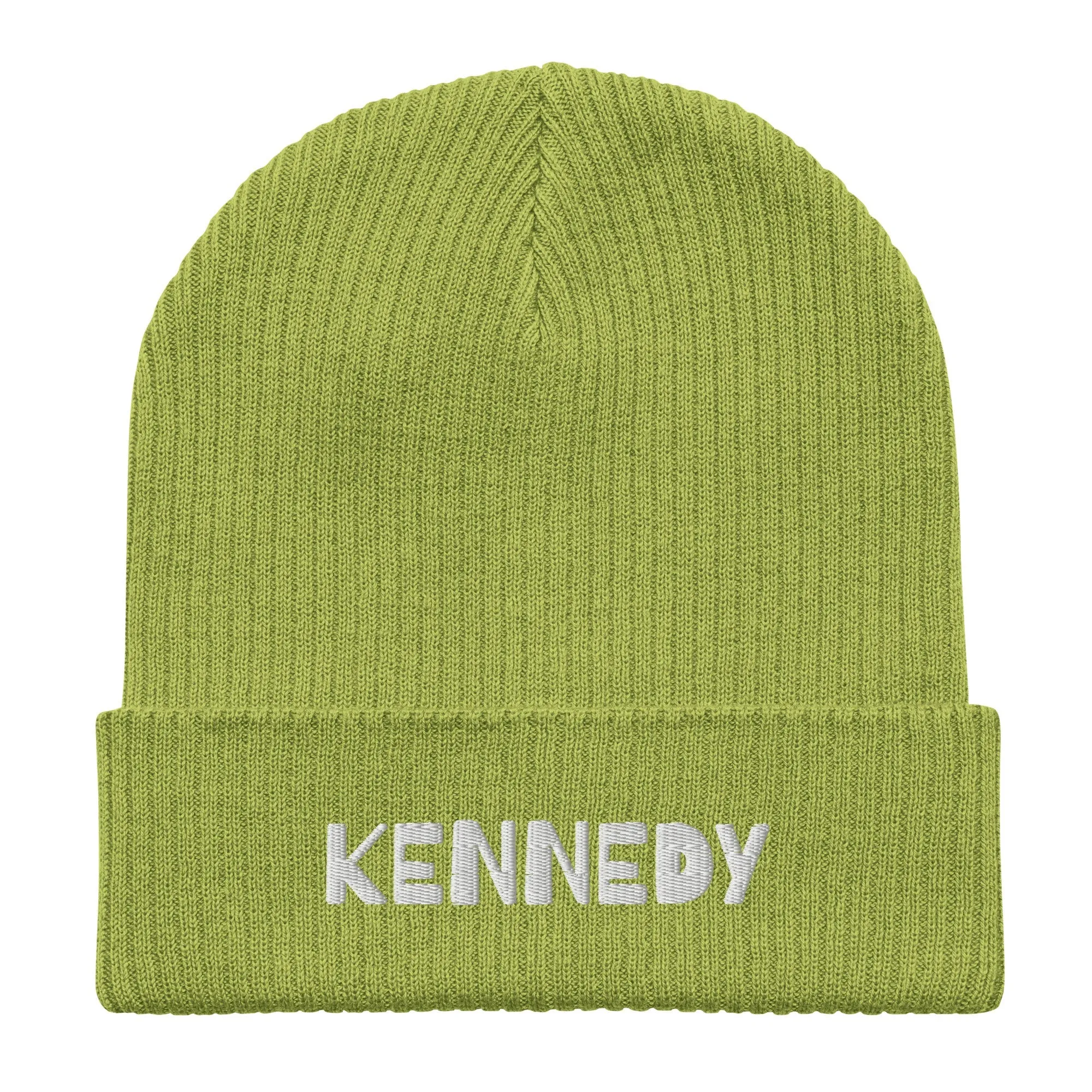 Kennedy  Embroidered Organic Ribbed Beanie