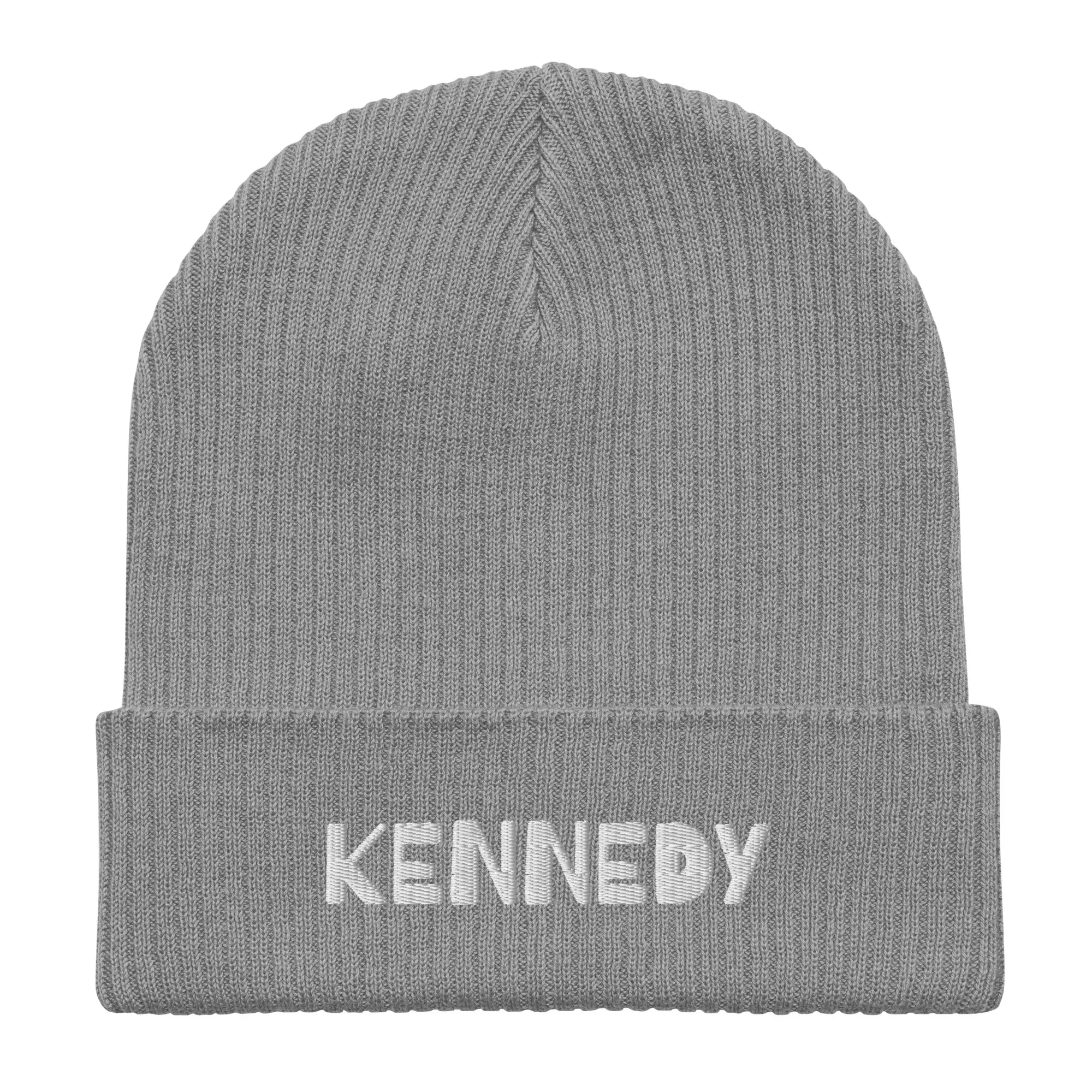 Kennedy  Embroidered Organic Ribbed Beanie