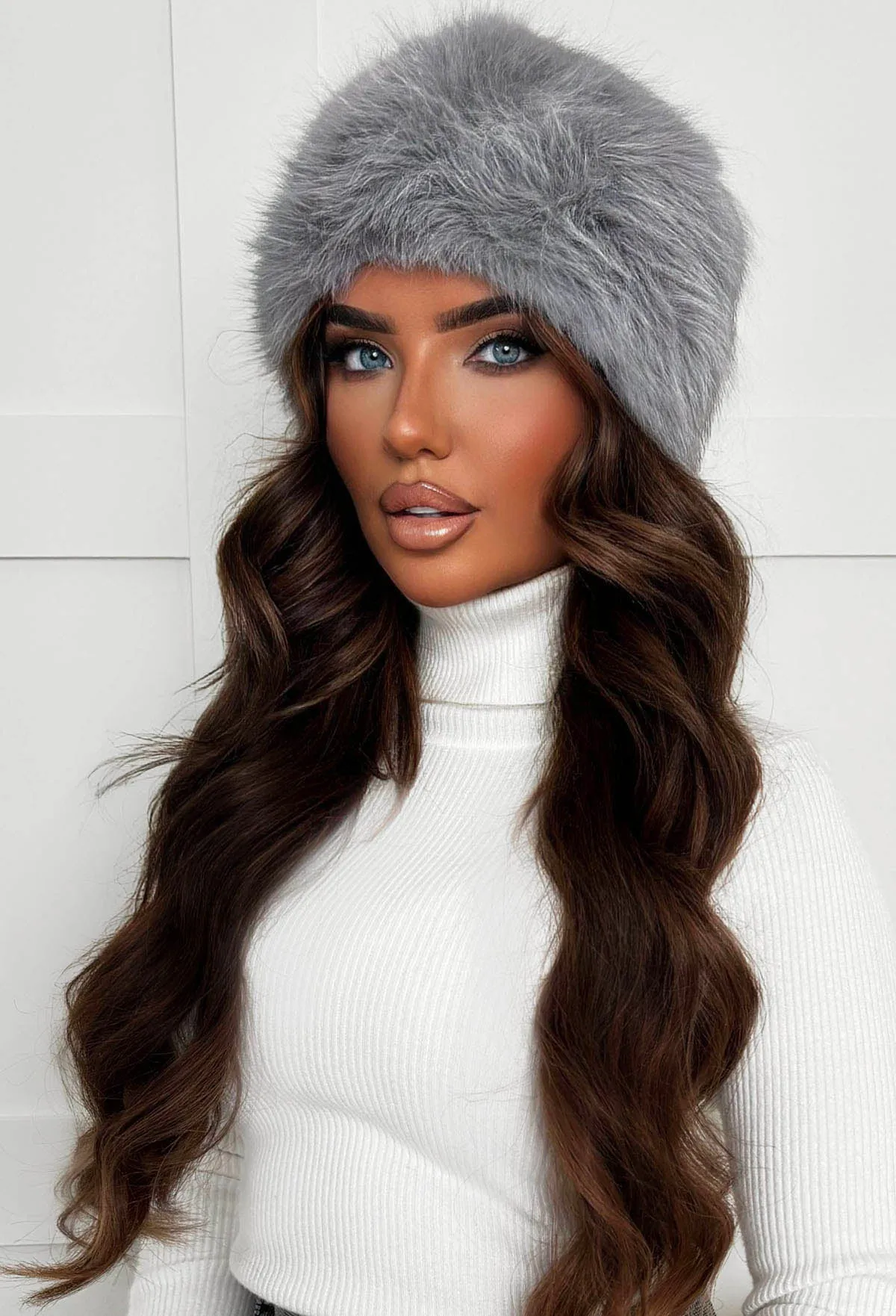 Kennedy Grey Faux Fur Hat