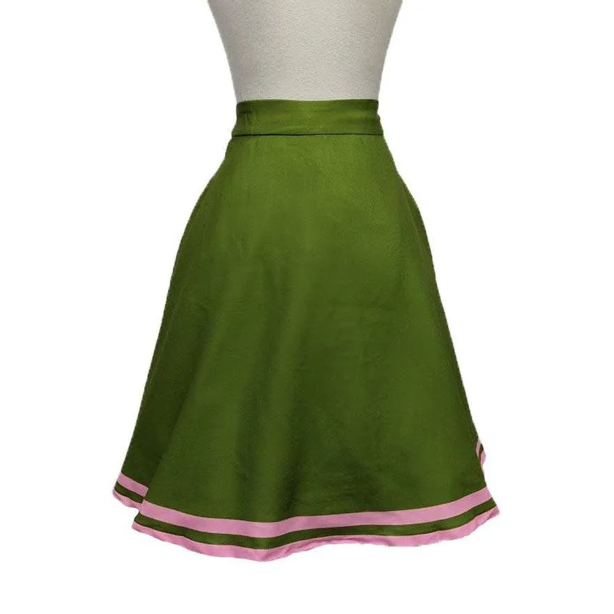 Kissing Charlie Hold On Circle Skirt in Green and Pink