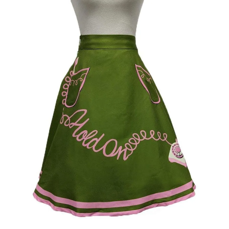 Kissing Charlie Hold On Circle Skirt in Green and Pink