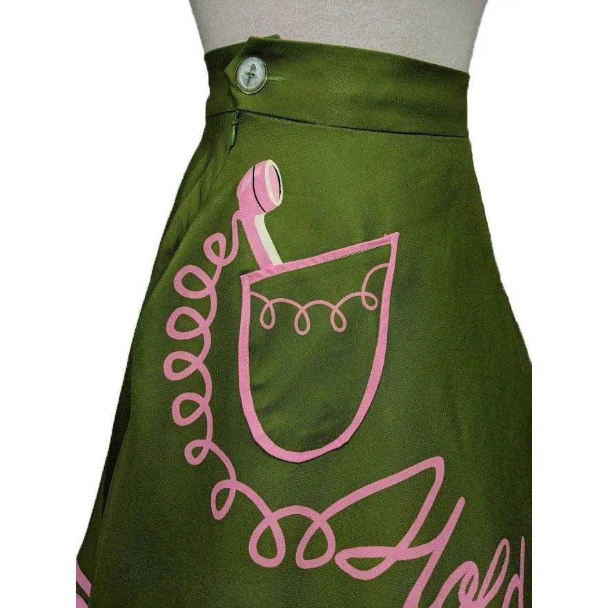 Kissing Charlie Hold On Circle Skirt in Green and Pink