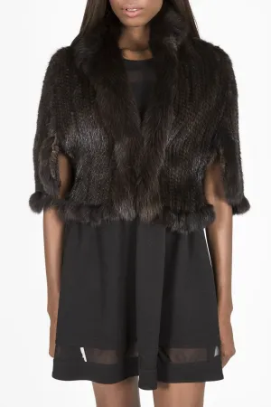 Knitted Genuine Mink & Fox Fur Capelet  (Denmark)