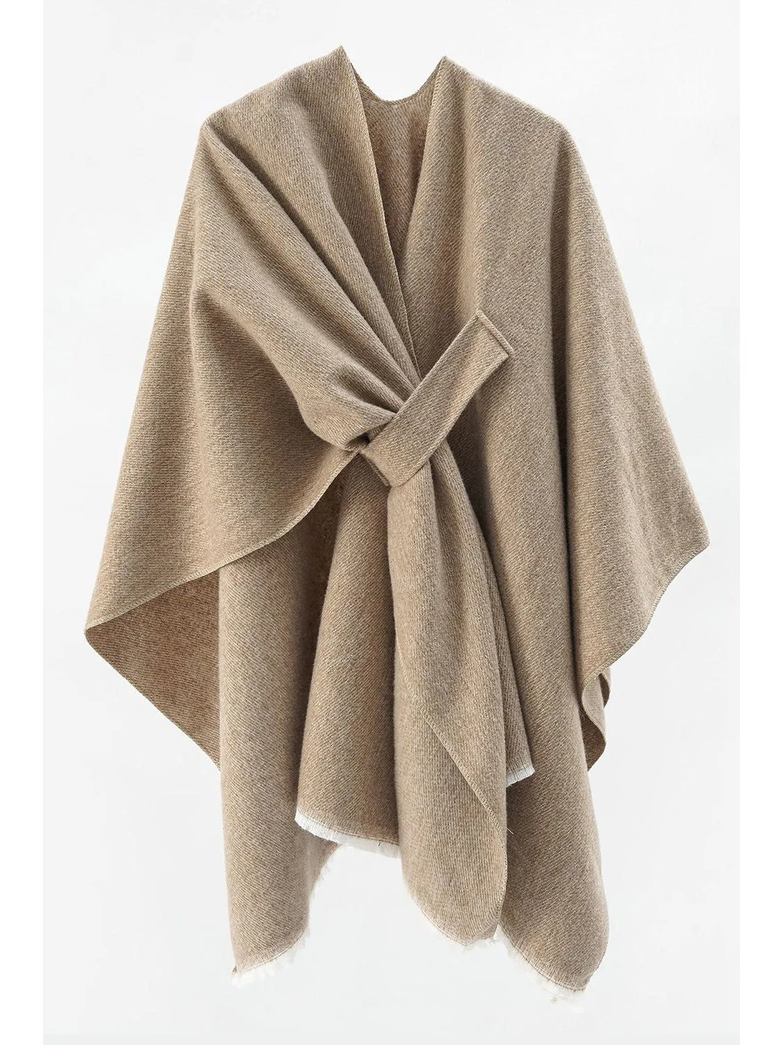 Light French Beige Cross Wrap Winter Warm Shawl