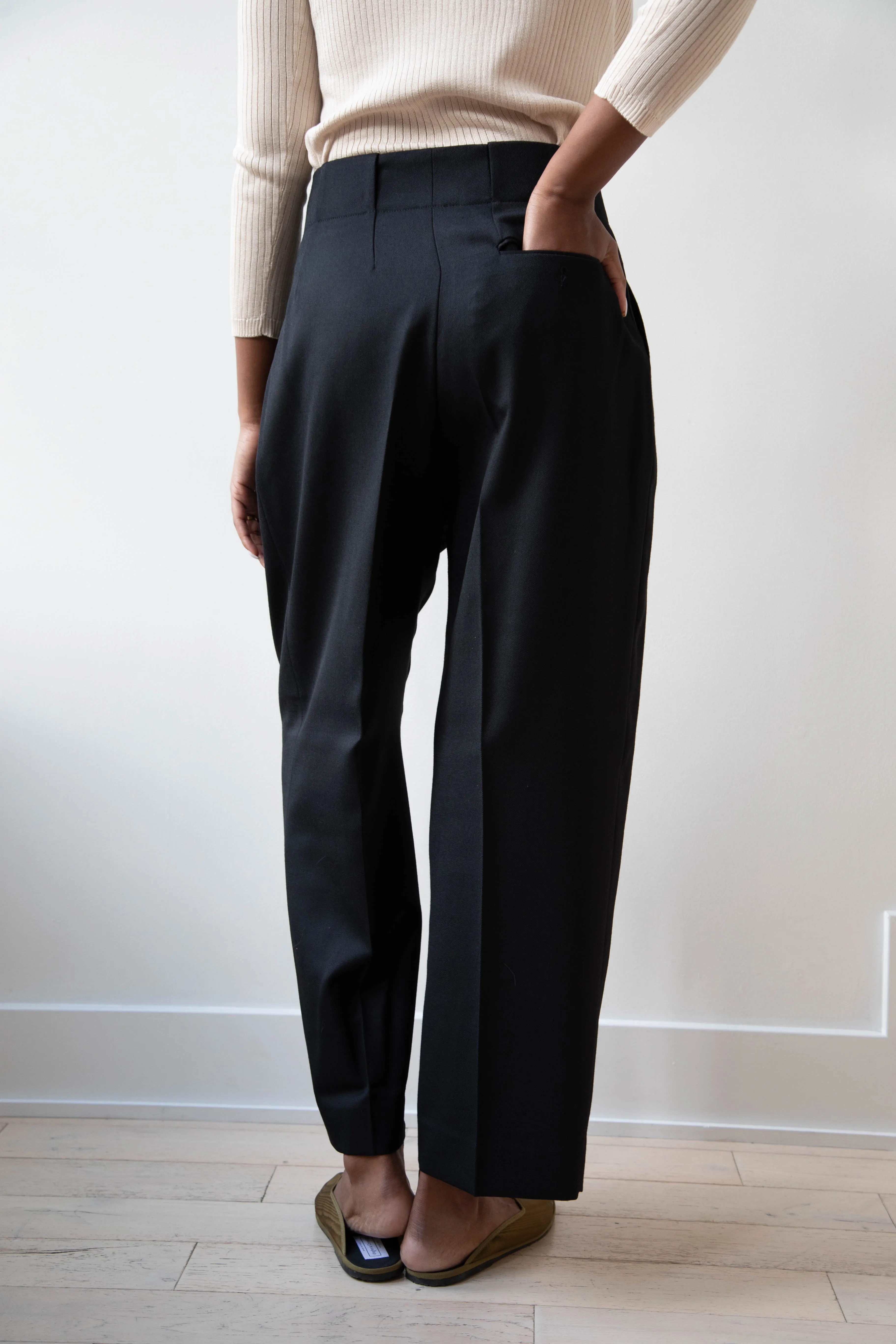 Margaret Howell | Wide Belt Loop Trouser in Wool Gaberdine