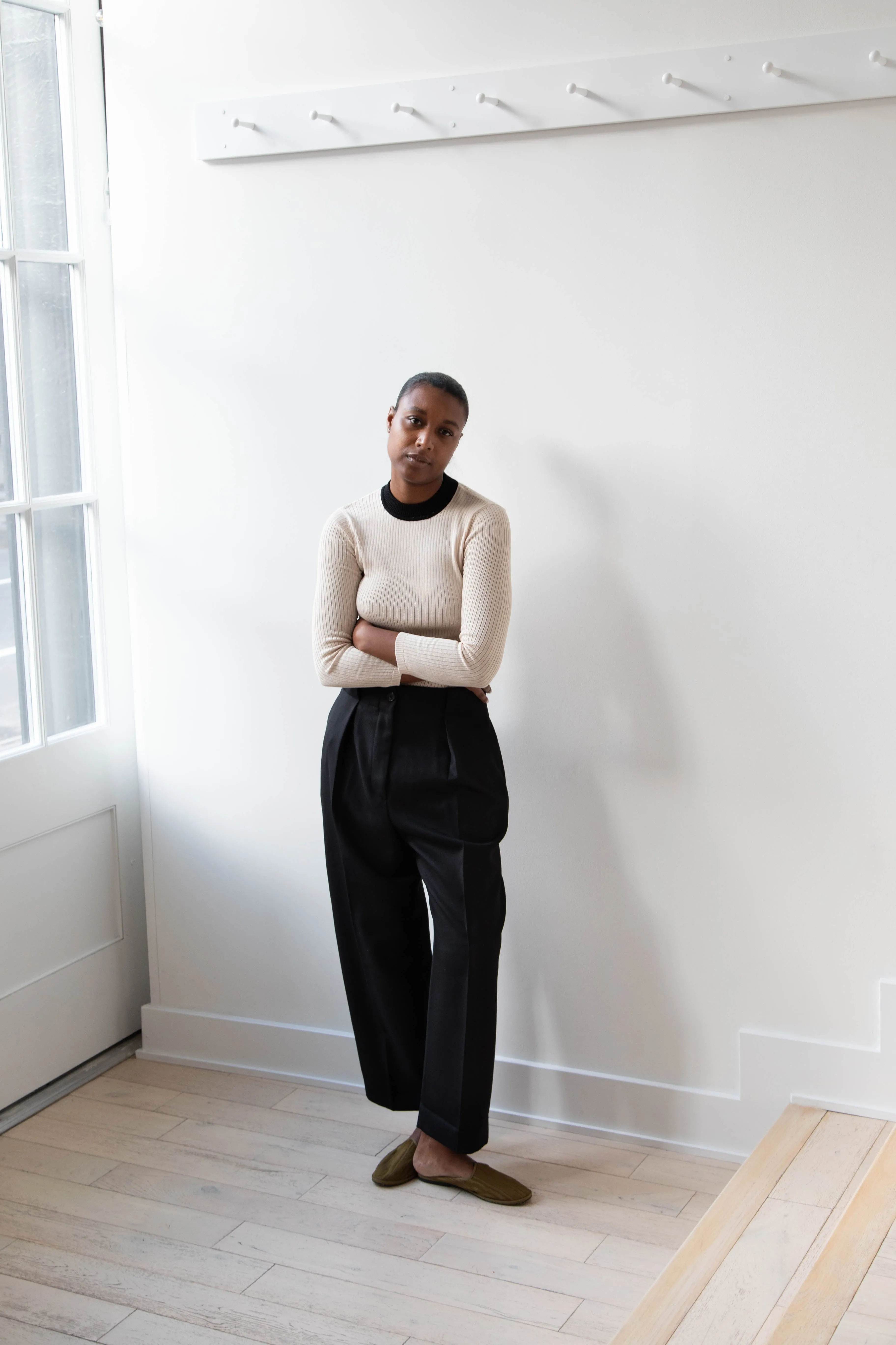 Margaret Howell | Wide Belt Loop Trouser in Wool Gaberdine