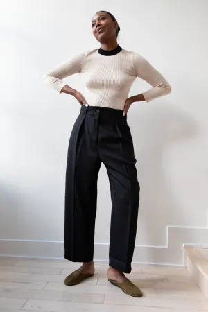 Margaret Howell | Wide Belt Loop Trouser in Wool Gaberdine