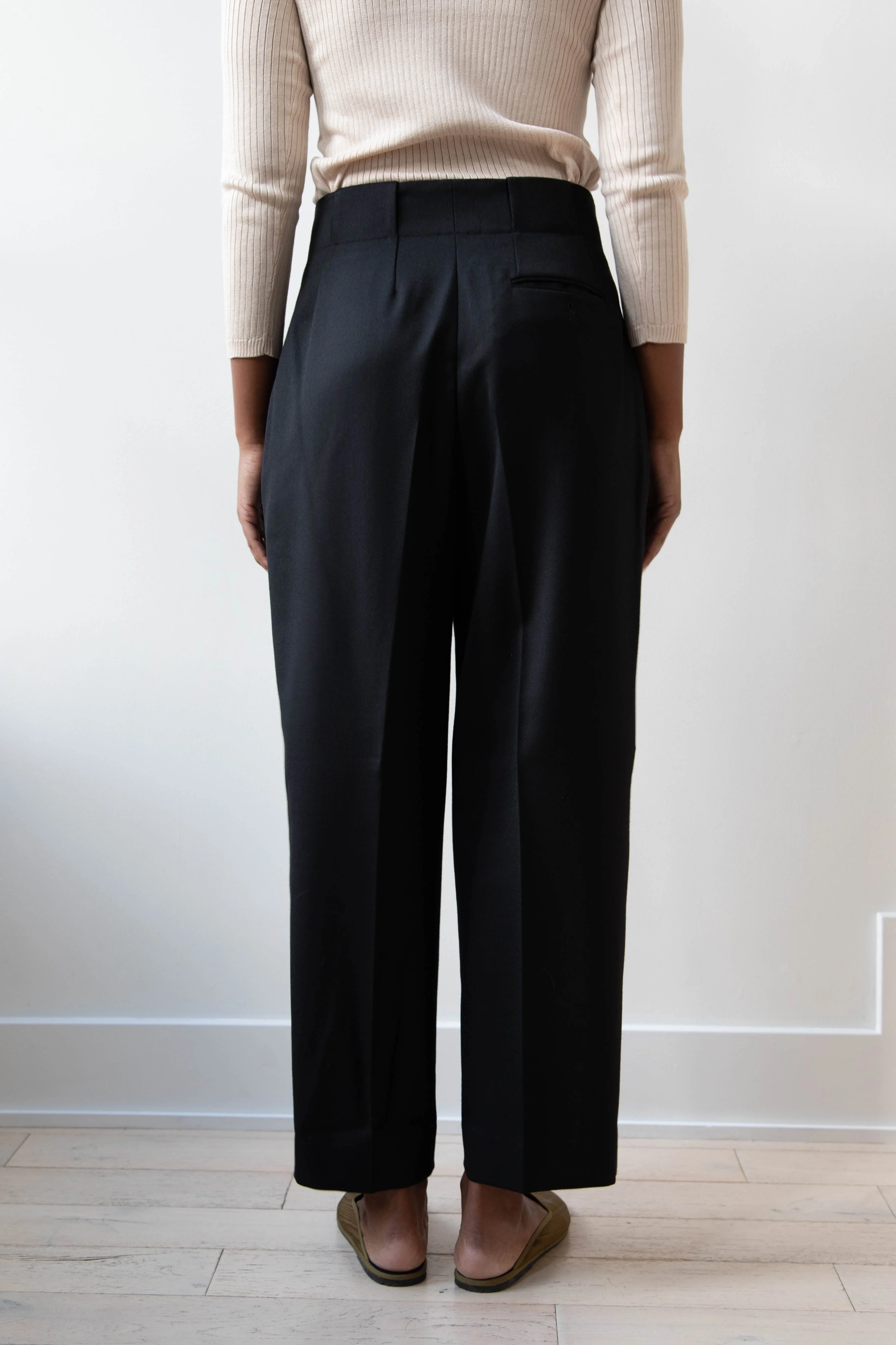 Margaret Howell | Wide Belt Loop Trouser in Wool Gaberdine