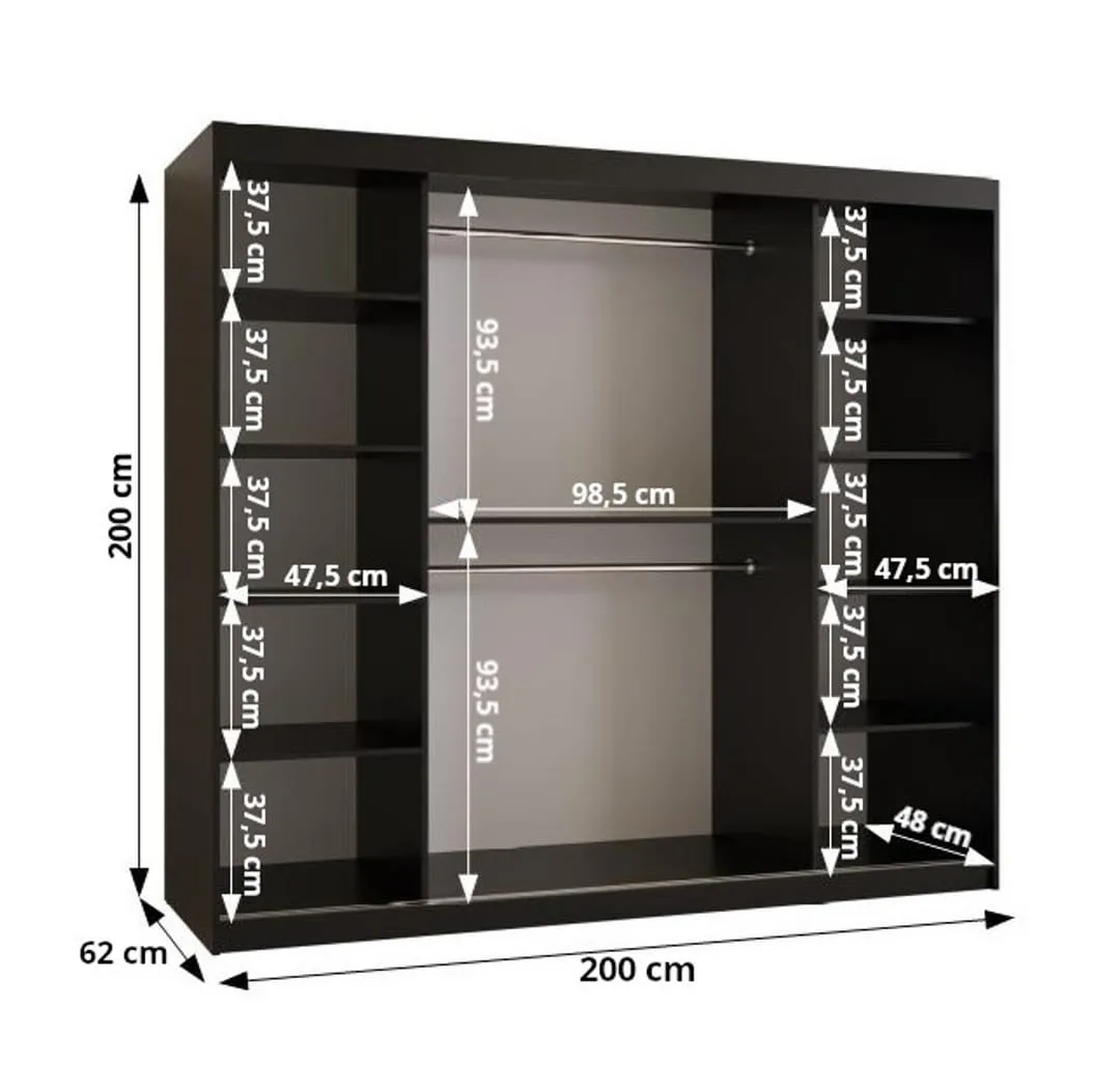 Marsylia Sliding Door Wardrobe 200cm