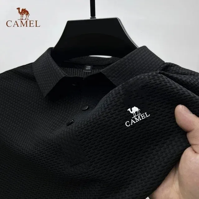 MC -Luxury CAMEL Polo Shirt: Embroidered, ice silk fabric, breathable short sleeve for business wear