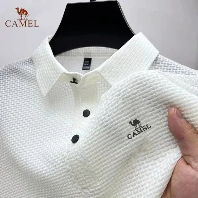 MC -Luxury CAMEL Polo Shirt: Embroidered, ice silk fabric, breathable short sleeve for business wear