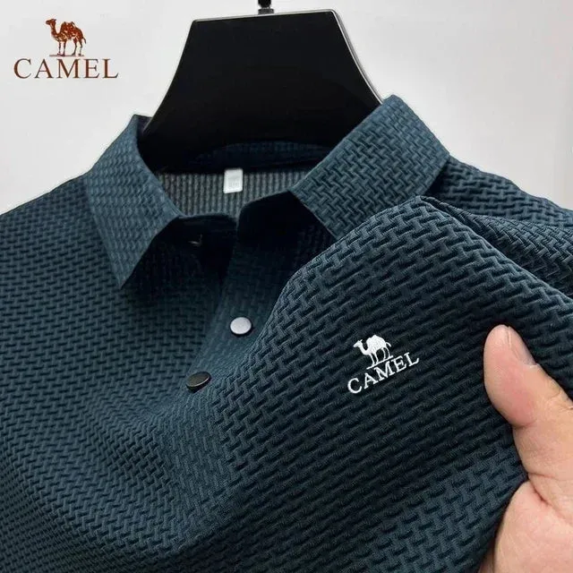 MC -Luxury CAMEL Polo Shirt: Embroidered, ice silk fabric, breathable short sleeve for business wear