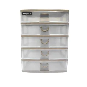 Megabox 5-Layered Medium Mini Drawer 34.5 x 25.5 x 40cm (MG-168S-5L) - Stone Grey