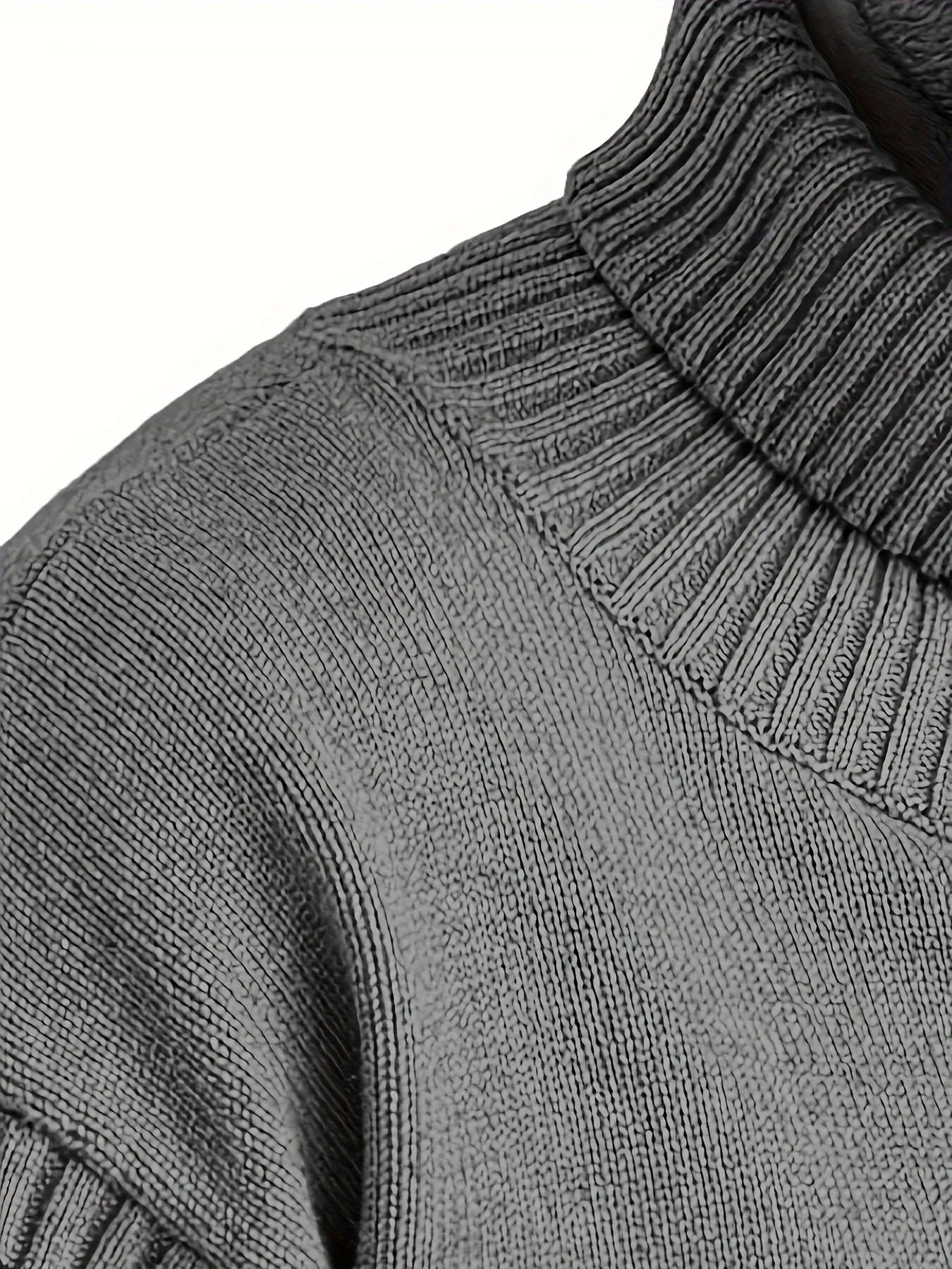 Men's Casual Grey Striped Knitted Turtleneck Sweater | Ideal for Autumn/Winter