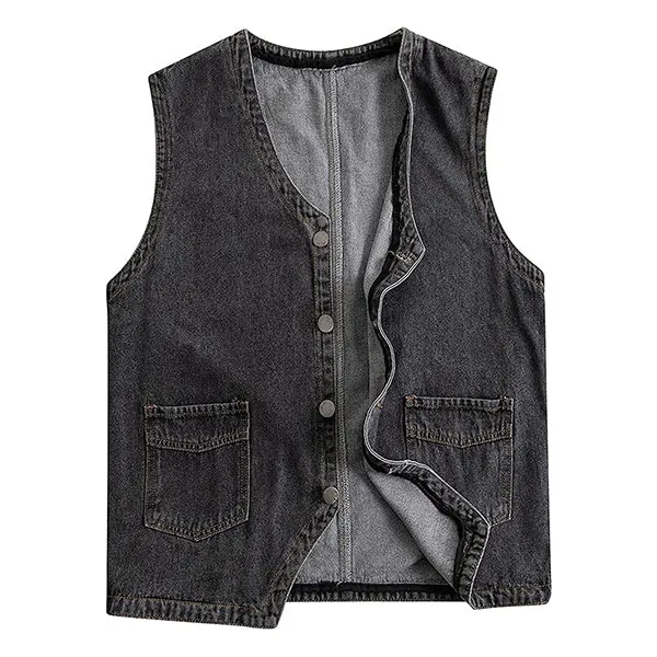 Men's Casual Loose Single Breasted Denim Vest 69915126M