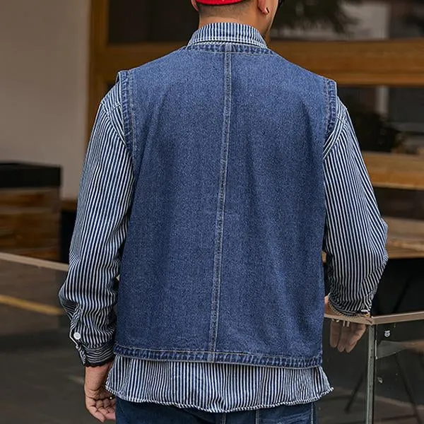 Men's Casual Loose Single Breasted Denim Vest 69915126M