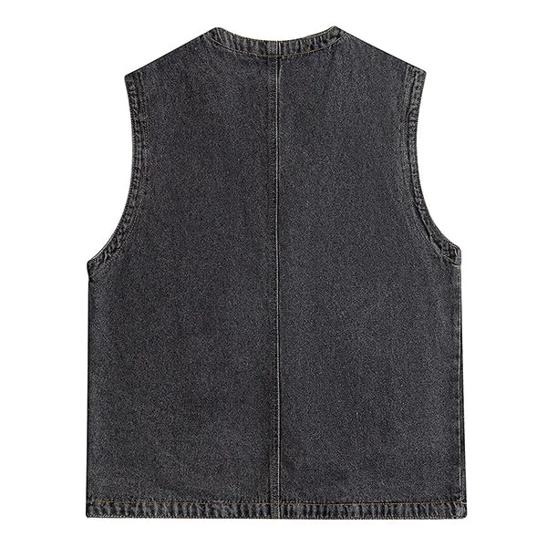 Men's Casual Loose Single Breasted Denim Vest 69915126M