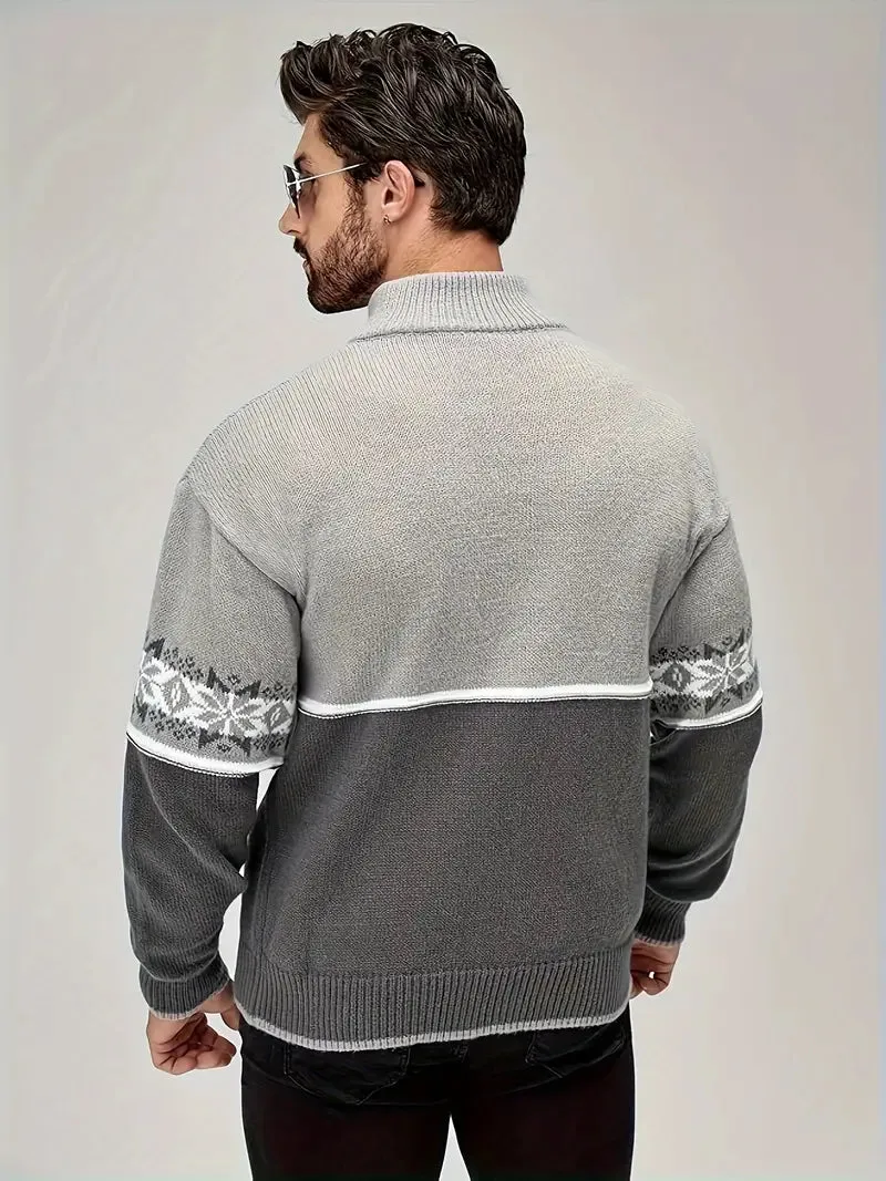 Men's Classic Grey Quarter-Zip Jumper with Modern Fit | Ideal for Autumn/Winter