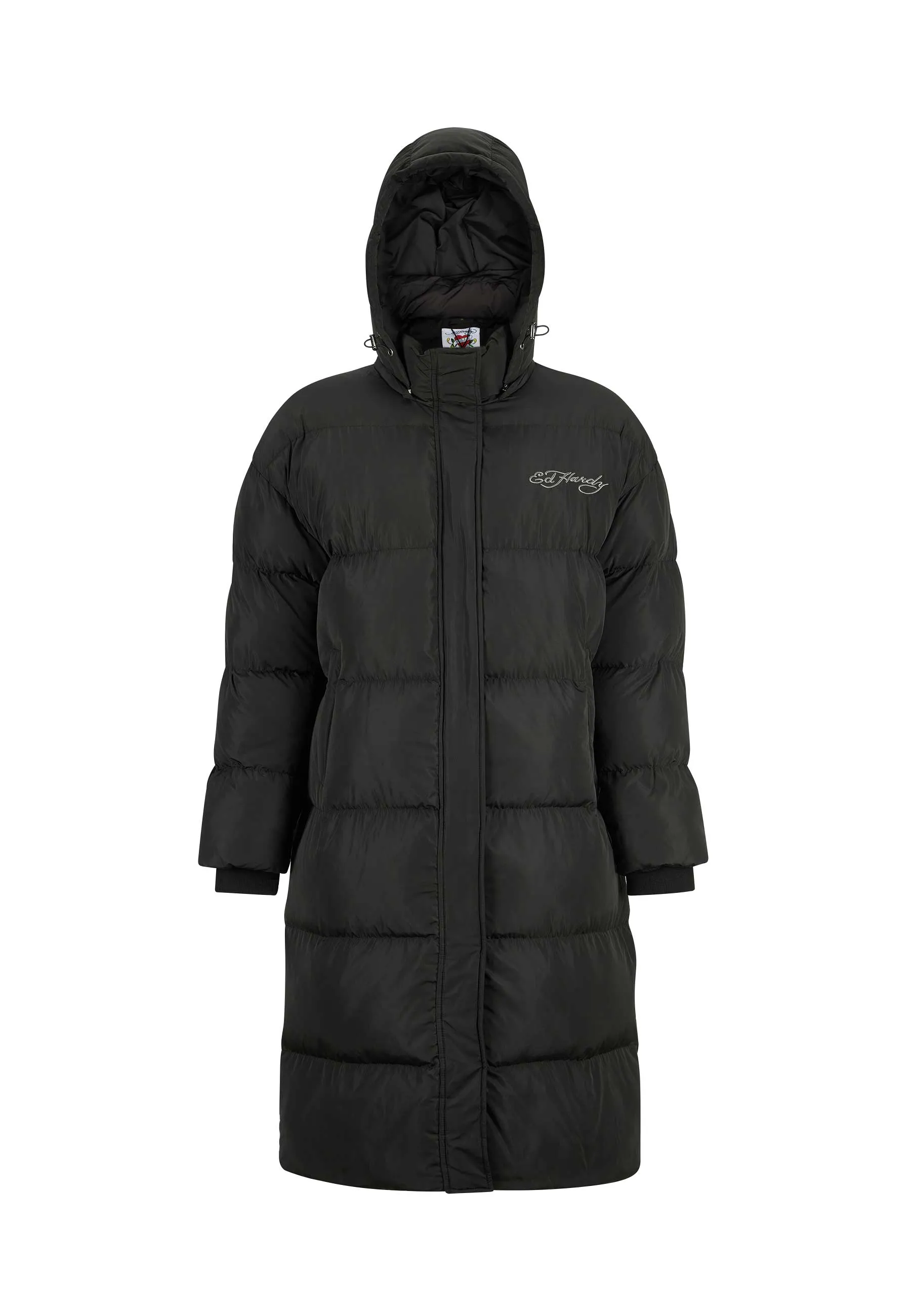 Mens Death Or Glory Longline Puffa Jacket - Black