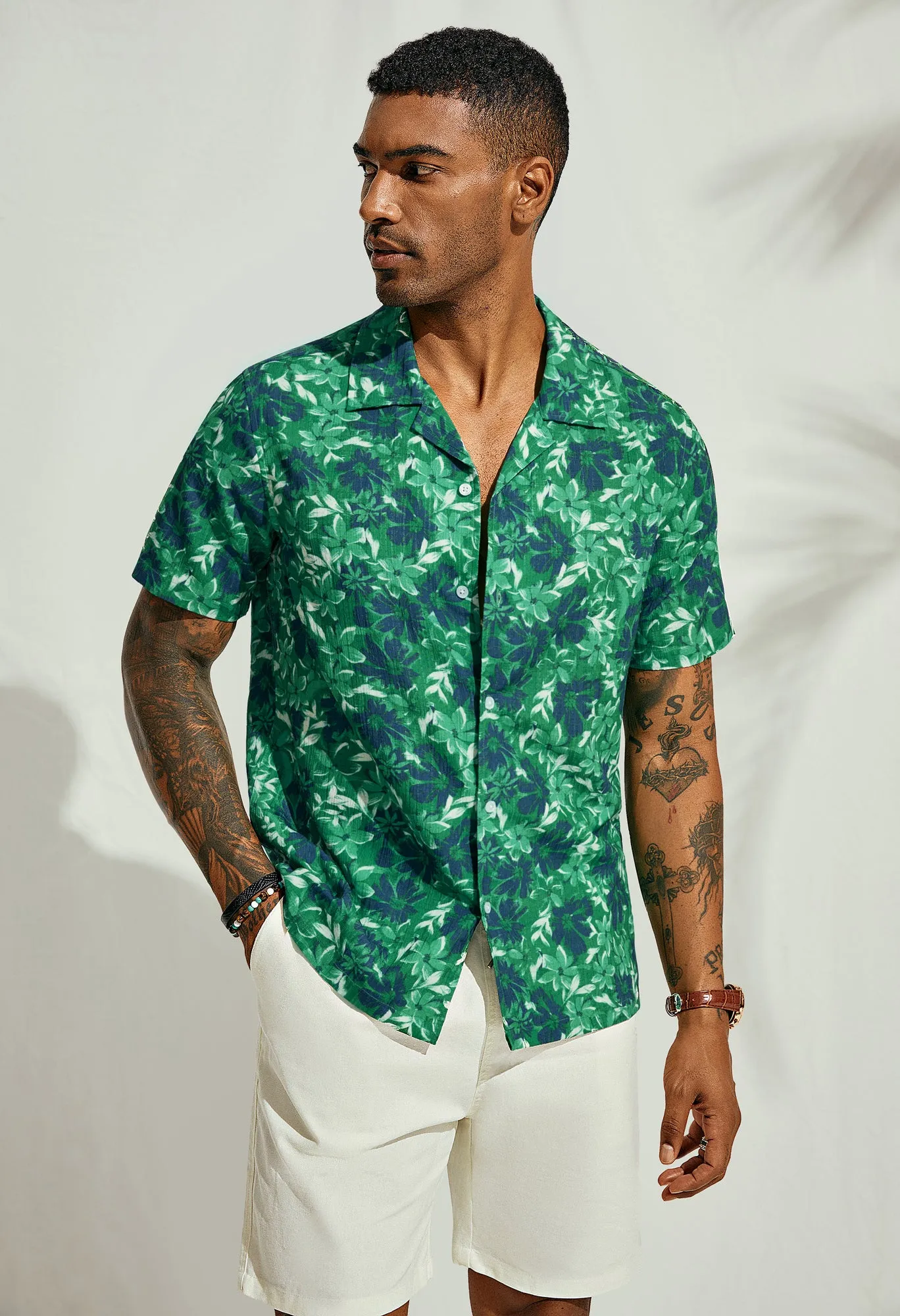 Mens Hawaiian Shirts Short Sleeve Casual Button Down Tropical Beach Shirt