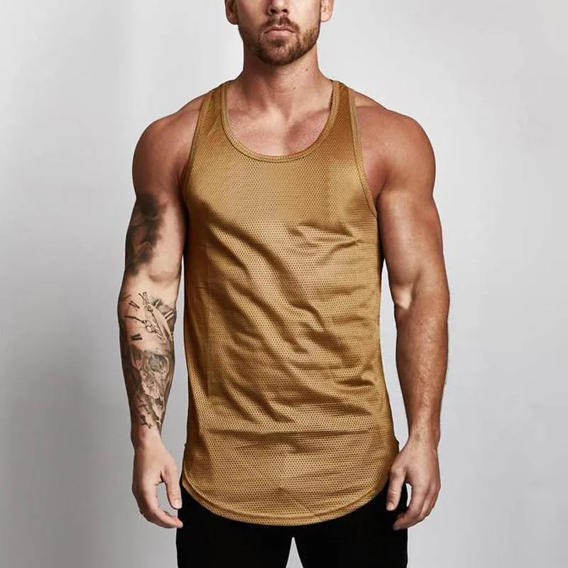 Men's Mesh Round Hem Sports Vest