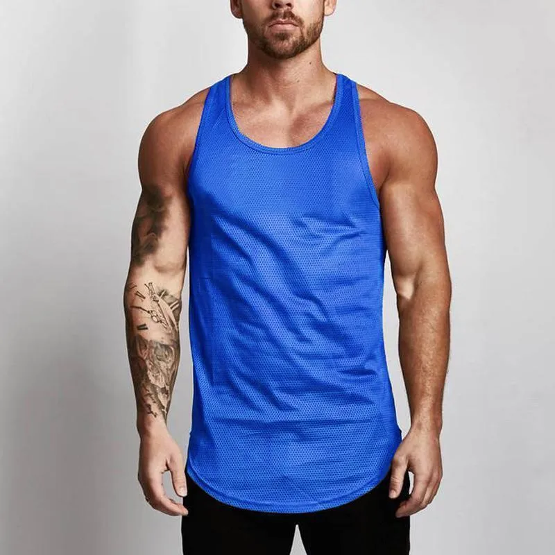 Men's Mesh Round Hem Sports Vest