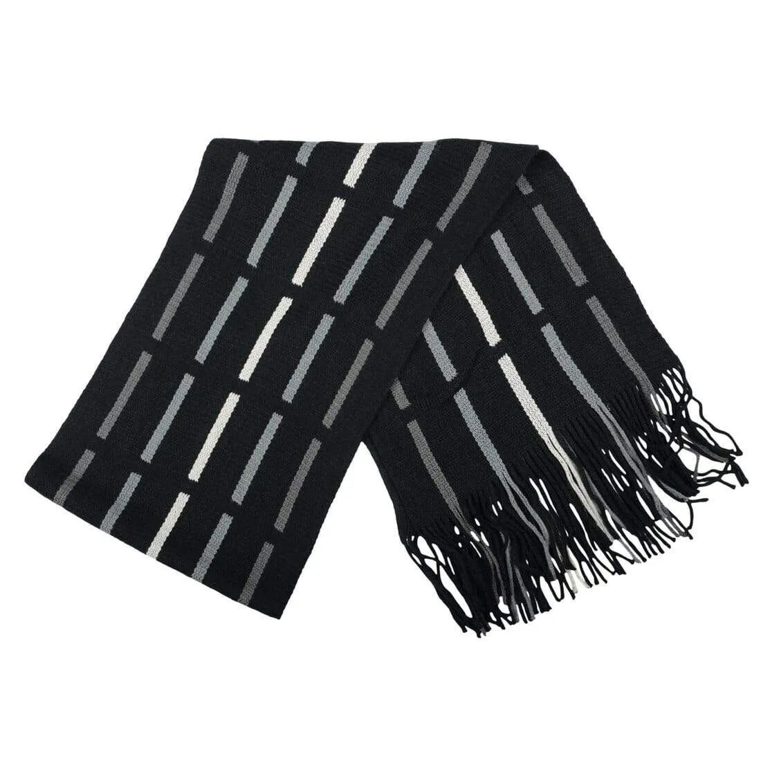 Mens Scarf Traditional Soft Knit Design With Fringe