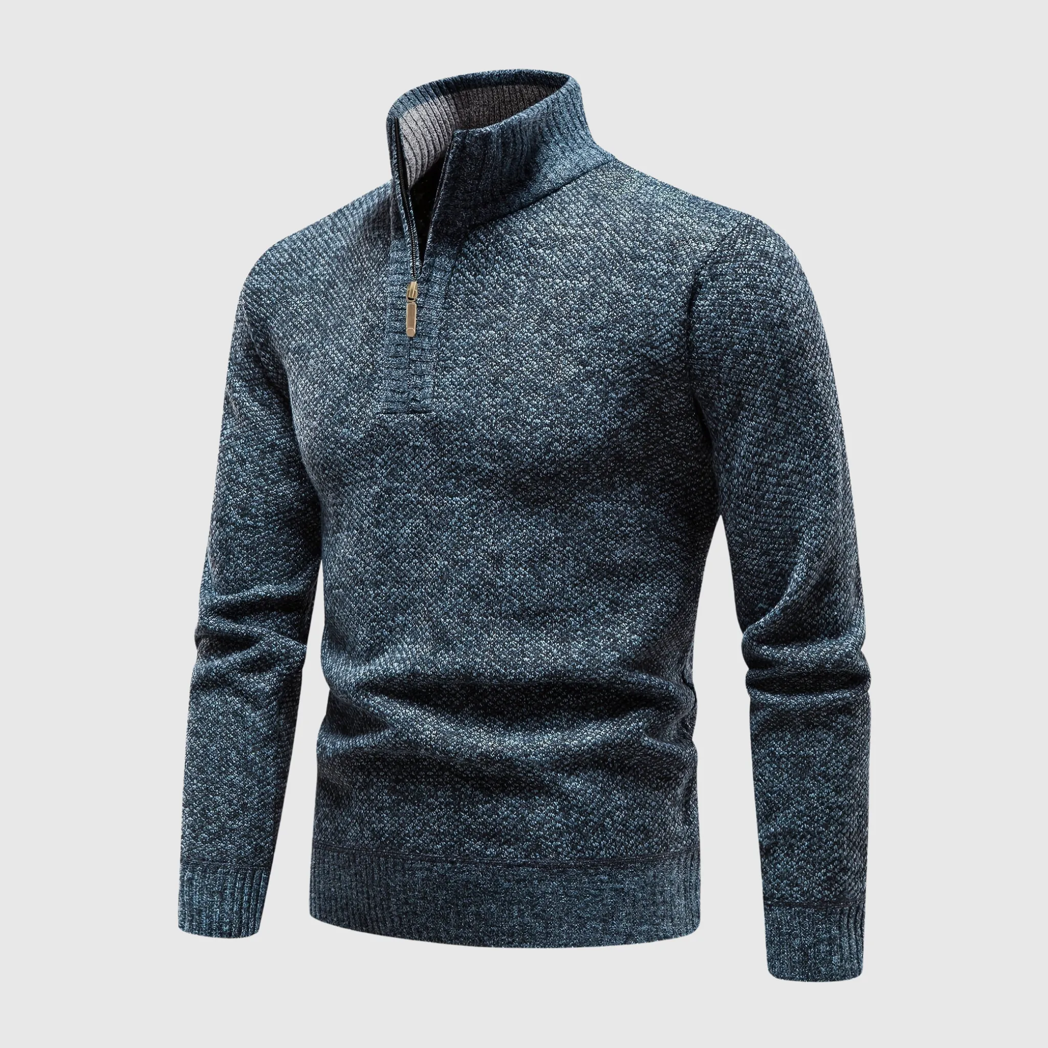 Men's Thick Quarter Zip Turtleneck Knitted Jumper | Ideal for Autumn/Winter