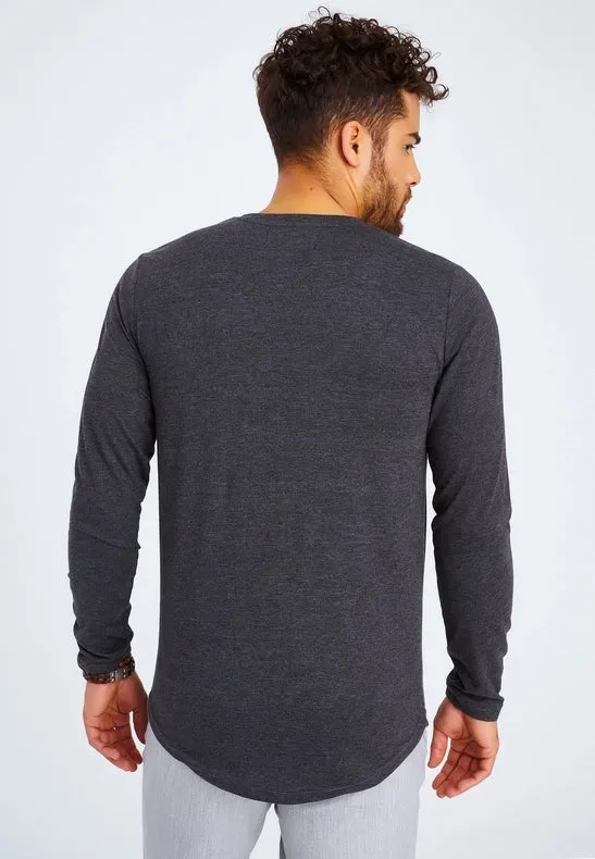 Men's V-Neck Longsleeve Anthracite melange