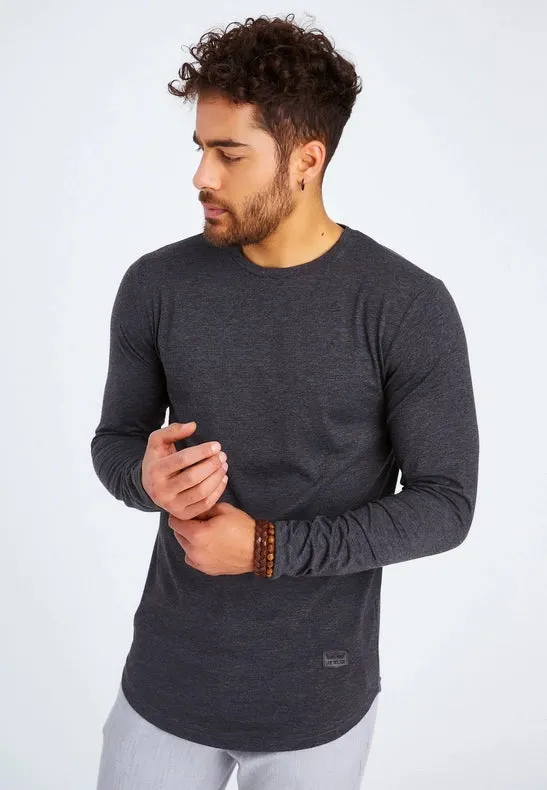 Men's V-Neck Longsleeve Anthracite melange