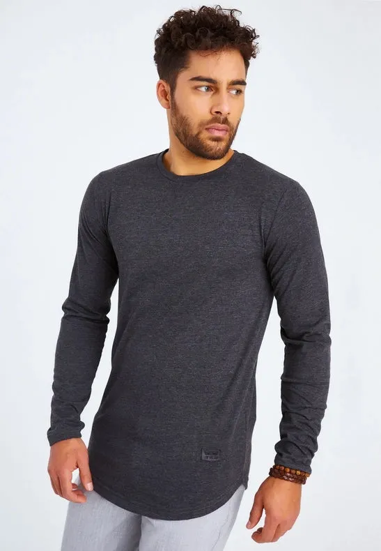 Men's V-Neck Longsleeve Anthracite melange