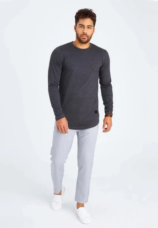 Men's V-Neck Longsleeve Anthracite melange