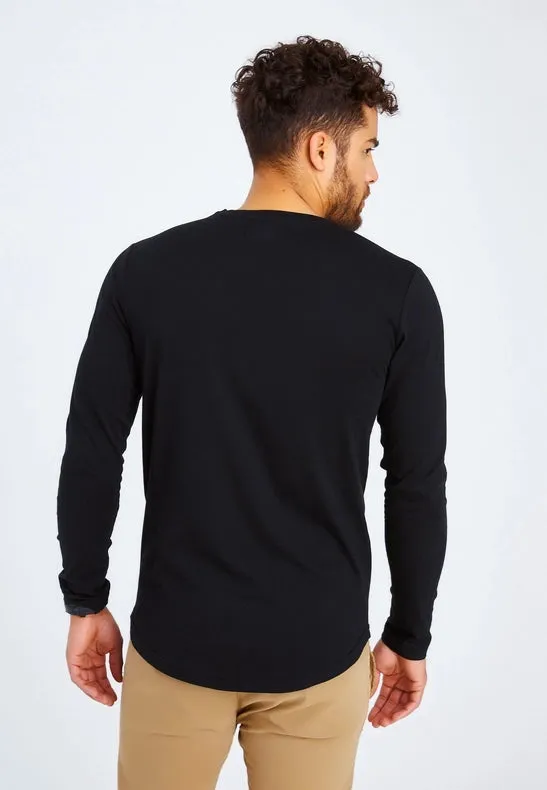 Men's V-Neck Longsleeve Black