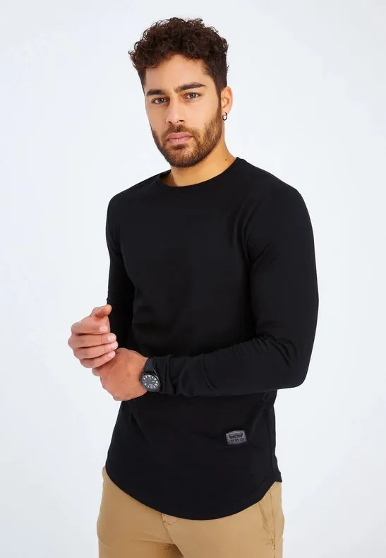 Men's V-Neck Longsleeve Black